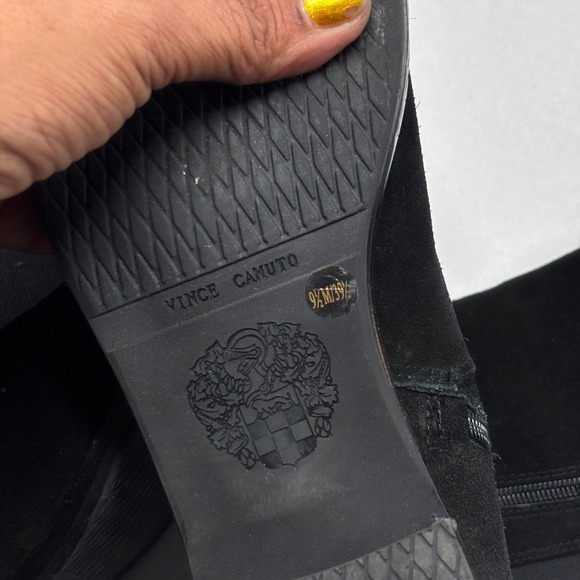 Vince Camuto Black Suede Knee High Riding Boots Womens 9.5 M Steampunk Military - Picture 4 of 4